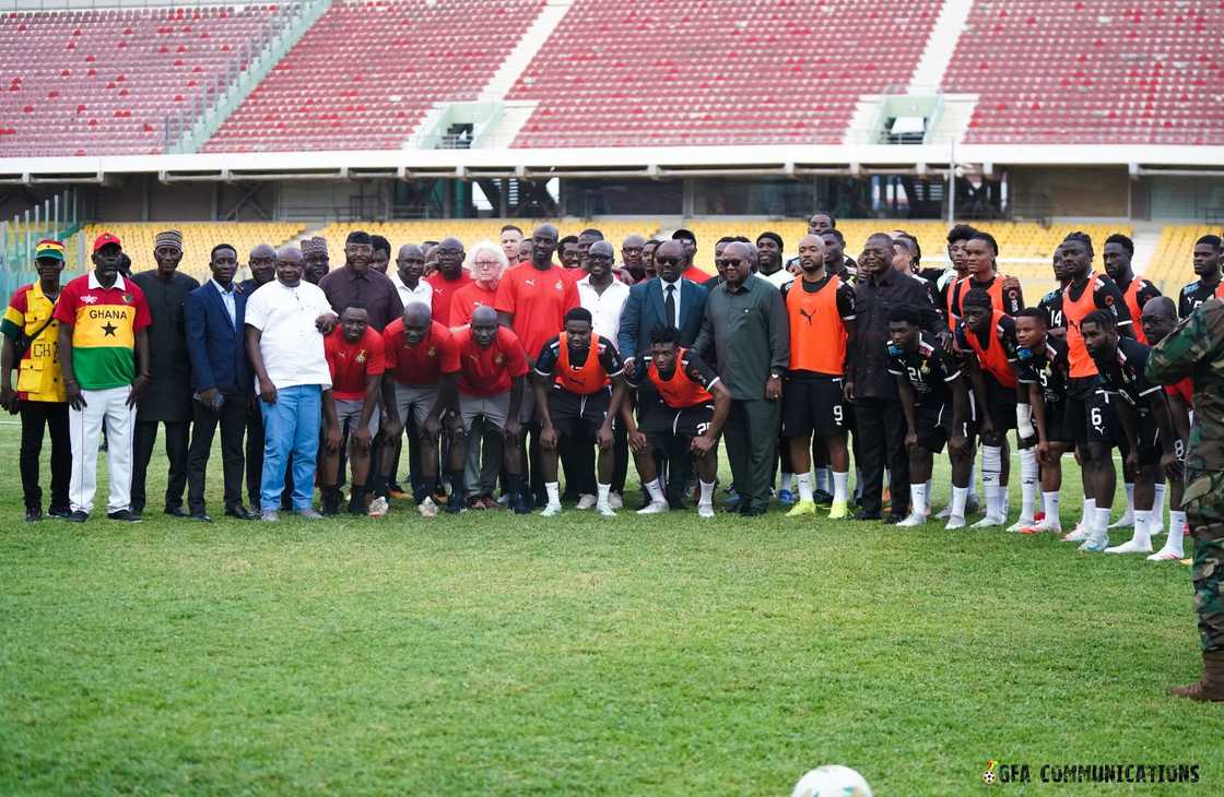President John Dramani Mahama visited the Black Stars dueing their training on March 19, 2025 at Accra Sports Stadium President John Dramani Mahama visited the Black Stars dueing their training on March 19, 2025 at Accra Sports Stadium