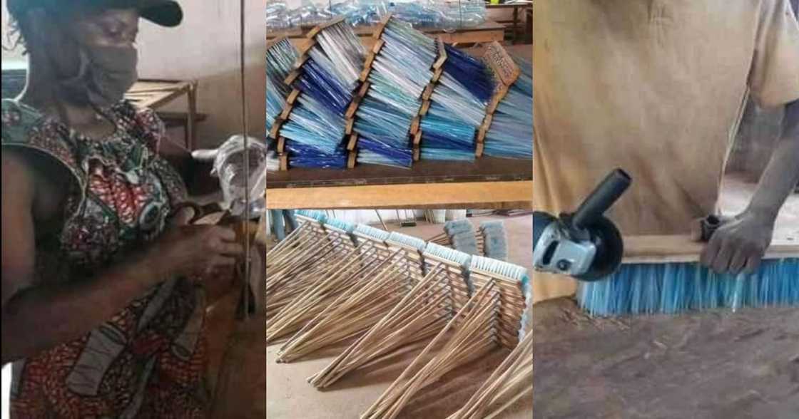 Sustainable products: Impressive photos of a team turning waste plastic bottles into broomsticks emerge online Sustainable products: Impressive photos of a team turning waste plastic bottles into broomsticks emerge online