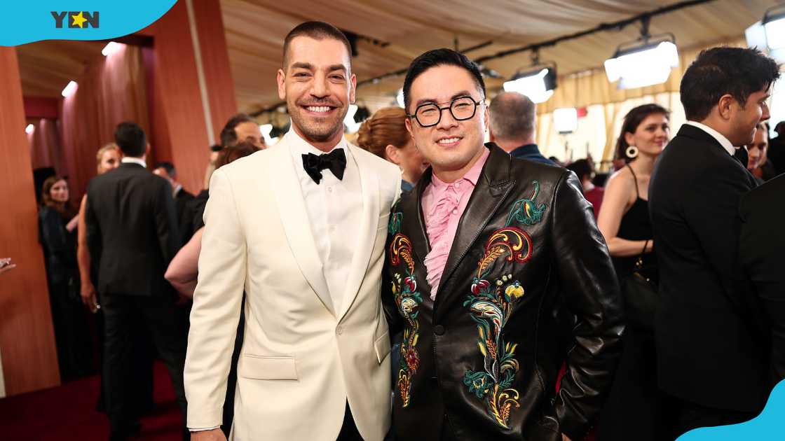 Matt Rogers (left) and Bowen Yang (right) at the 97th Annual Oscars. Matt Rogers (left) and Bowen Yang (right) at the 97th Annual Oscars.