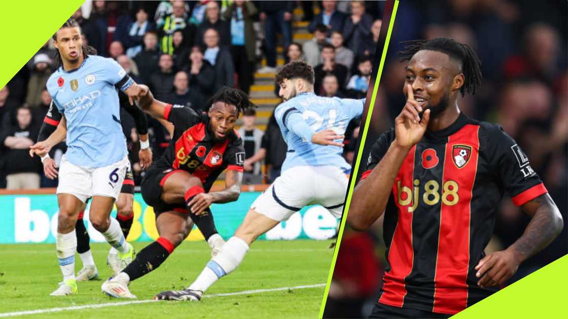 Antoine Seemenyo reacts after Bournemouth beat Man City.