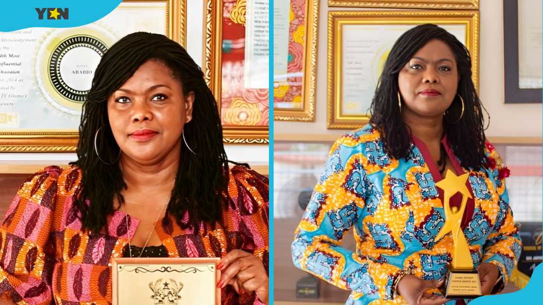 Joyce Ababio receives the First Lady’s Excellence Award (L). Joyce is honoured with the Lifetime Achievement Award (R) Joyce Ababio receives the First Lady’s Excellence Award (L). Joyce is honoured with the Lifetime Achievement Award (R)