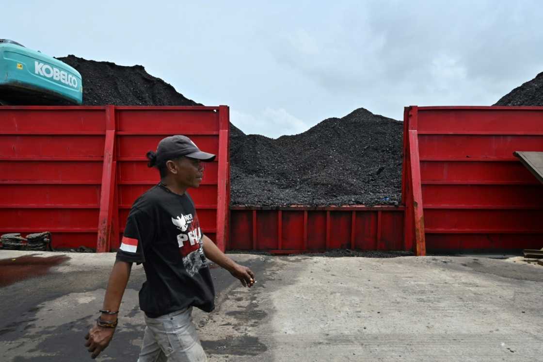 A man walks past a pile of coal at the Karya Citra Nusantara (KCN) Marunda port in Jakarta on January 17, 2022 A man walks past a pile of coal at the Karya Citra Nusantara (KCN) Marunda port in Jakarta on January 17, 2022