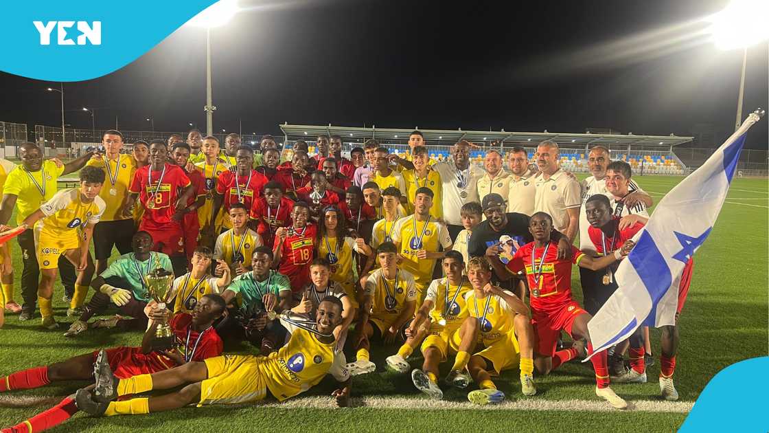Ghana U15 celebrate after winning international tournament. Ghana U15 celebrate after winning international tournament.