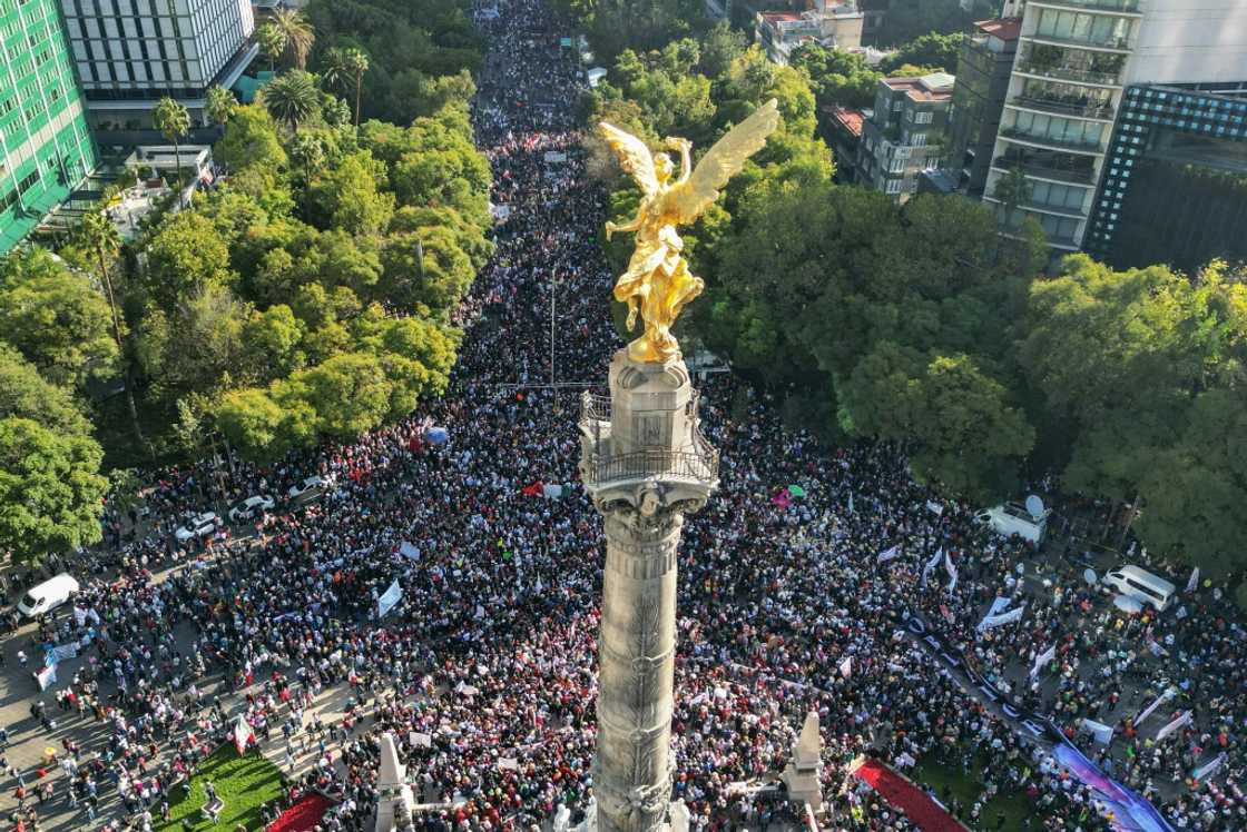 Supporters of Mexican President Andres Manuel Lopez Obrador fill a thoroughfare in Mexico City Supporters of Mexican President Andres Manuel Lopez Obrador fill a thoroughfare in Mexico City
