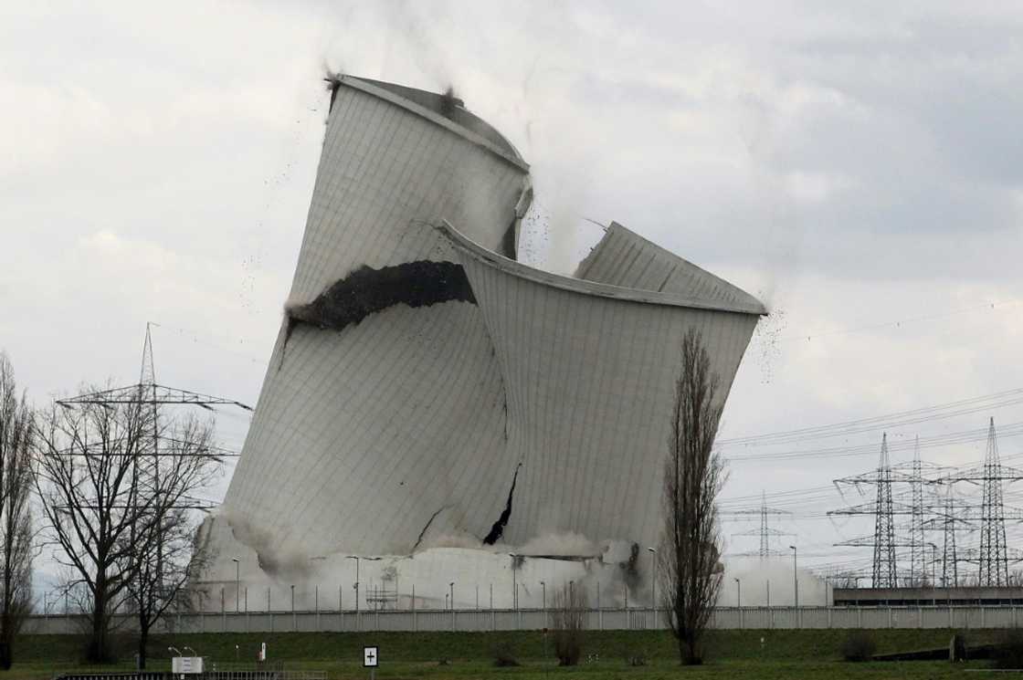 A cooling tower of the Biblis plant, shut down in 2011, was demolished in February 2023 A cooling tower of the Biblis plant, shut down in 2011, was demolished in February 2023