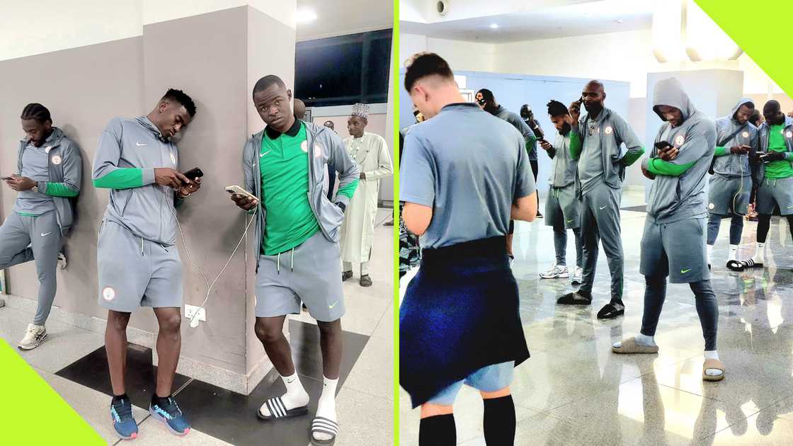 Players of the Super Eagles of Nigeria stranded at the airport Players of the Super Eagles of Nigeria stranded at the airport