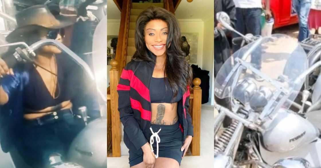 Stephanie Benson causes stir as she storms the street on her powerful three-wheeler (Video) Stephanie Benson causes stir as she storms the street on her powerful three-wheeler (Video)