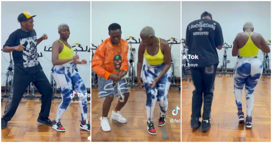 Fella Makafui taking dance lessons with @demzy_baye.