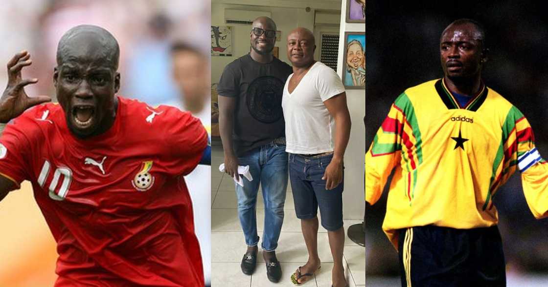 Abedi Pele and Stephen Appiah meets at his residence. SOURCE: Twitter/ @3SportsGh Abedi Pele and Stephen Appiah meets at his residence. SOURCE: Twitter/ @3SportsGh