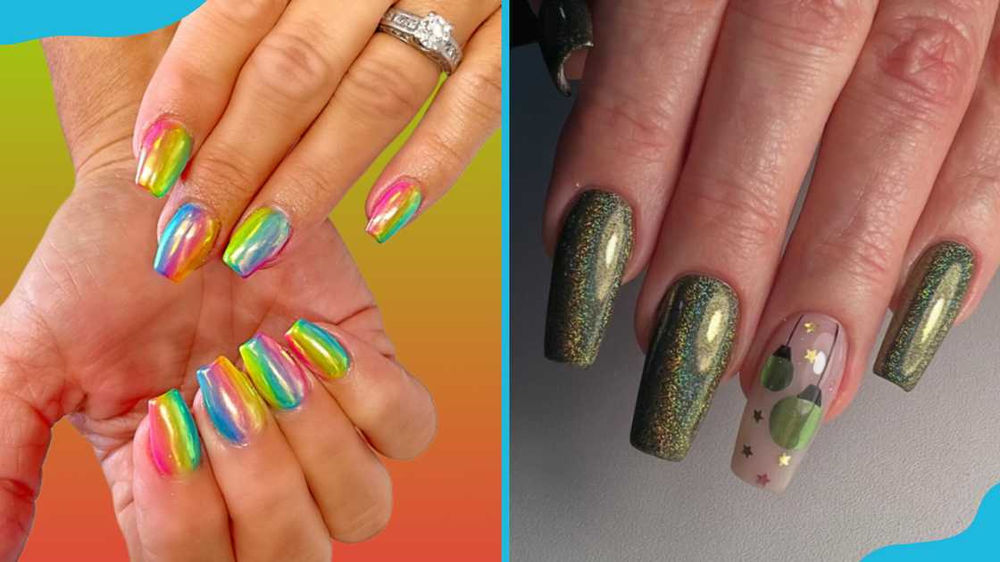 Holographic coffin nails Holographic coffin nails