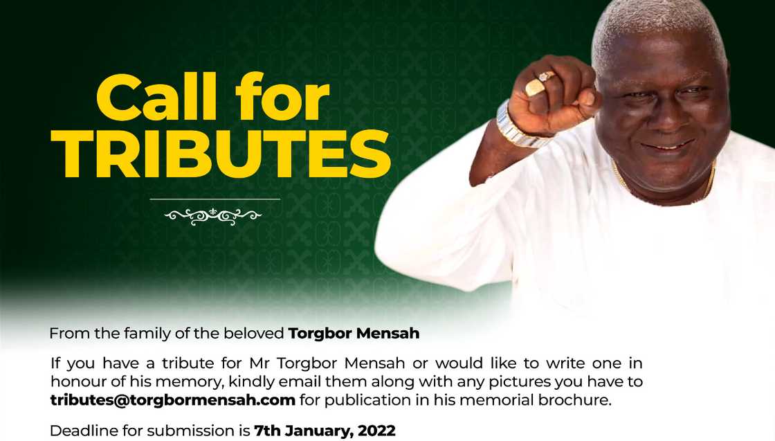 Torgbor Mensah's family calls for tributes