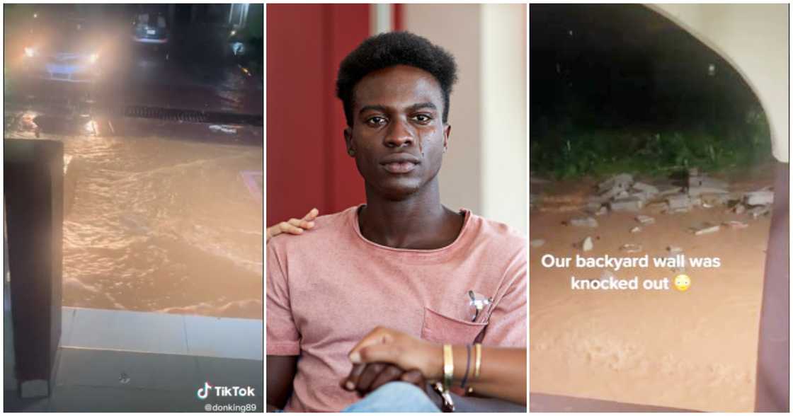 A Ghanaian man shares how his house got damaged by heavy rains A Ghanaian man shares how his house got damaged by heavy rains