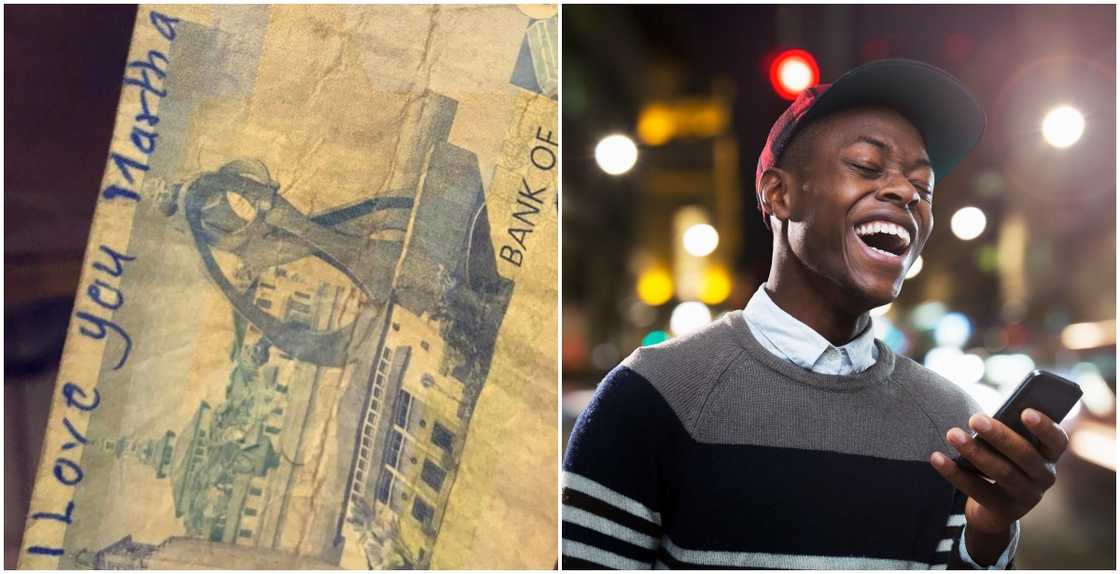 Man writes love note on money Man writes love note on money