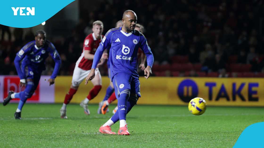 Jordan Ayew, Panenka penalty, Leicester City, Bristol City, English Championship, Jordan Ayew's penalty record. Jordan Ayew, Panenka penalty, Leicester City, Bristol City, English Championship, Jordan Ayew's penalty record.