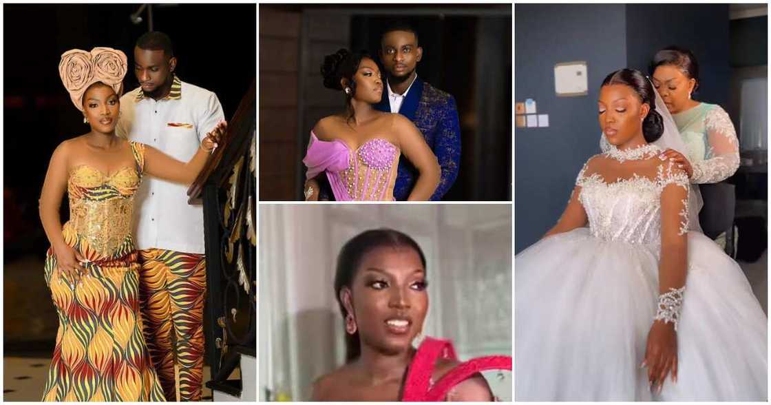 Ghanaian Bride Looks Fabulous In A Corseted Kente Gown With Sleeve Uniquely Designed Like A Chandelier Ghanaian Bride Looks Fabulous In A Corseted Kente Gown With Sleeve Uniquely Designed Like A Chandelier