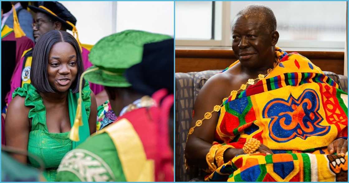 KNUST's SRC President pays homage to Otumfuo, warm hearts with broad smile: "She's humble" KNUST's SRC President pays homage to Otumfuo, warm hearts with broad smile: "She's humble"