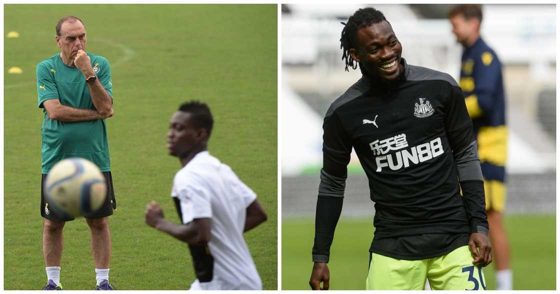 Photo and Christian Atsu and Avram Grant at training