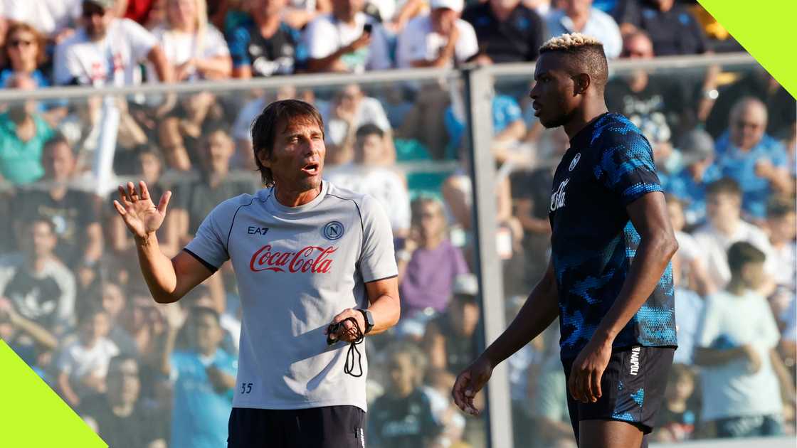 Victor Osimhen and Antonio Conte at Napoli's pre-season training.