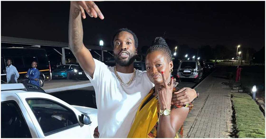 Akufo-Addo's Looks Ethereal In Beautiful Wrap Dress As She Hangs Out With Meek Mill In Ghana