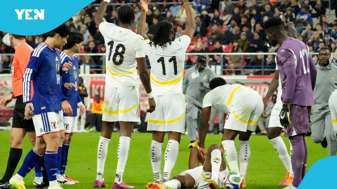 Abu Francis, Francis suffers injury, French media, Black Stars, 2025 Kirin Cup, Japan defeats Ghana, Ao Tanaka.