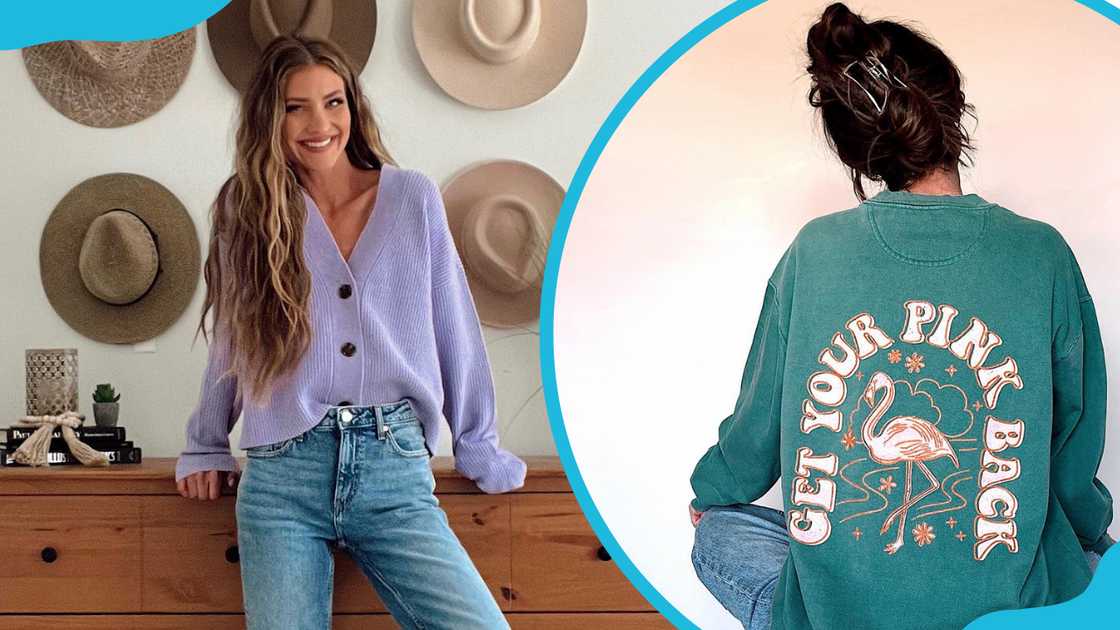 Lindsey Gurk sitting on a dressing table (L) Gurk wearing a pullover sweater with the phrase on it (R) Lindsey Gurk sitting on a dressing table (L) Gurk wearing a pullover sweater with the phrase on it (R)