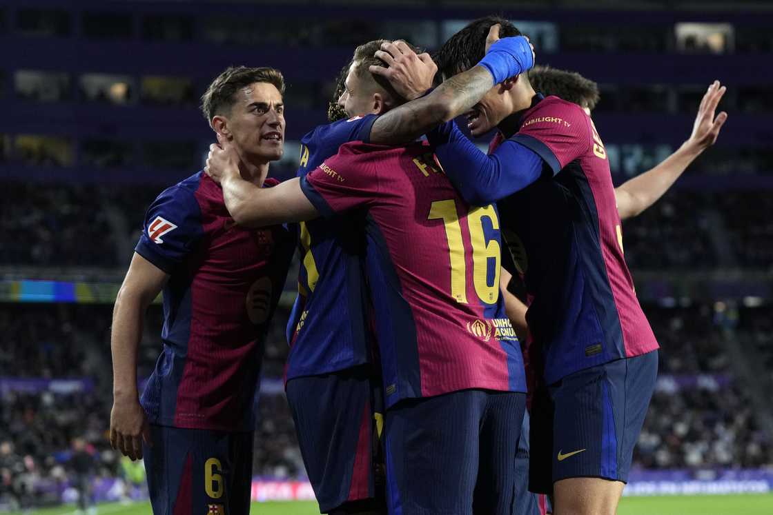 Fermin Lopez of Barcelona celebrates his goal during the LaLiga match between Real Valladolid CF and FC Barcelona at Jose Zorrilla on May 03, 2025 in Valladolid, Spain Fermin Lopez of Barcelona celebrates his goal during the LaLiga match between Real Valladolid CF and FC Barcelona at Jose Zorrilla on May 03, 2025 in Valladolid, Spain