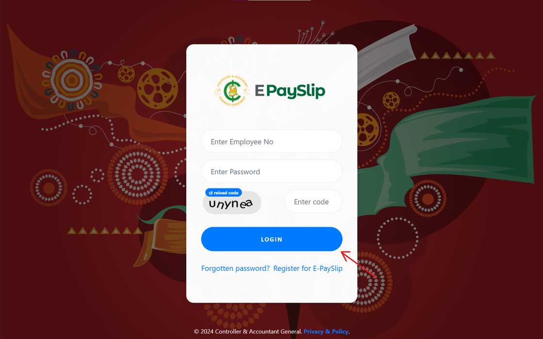 The GOG payslip log-in page The GOG payslip log-in page