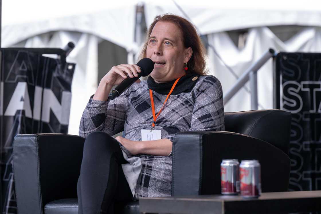 Writer Amy Schneider attends the Los Angeles Times Festival of Books at the University of Southern California in Los Angeles
