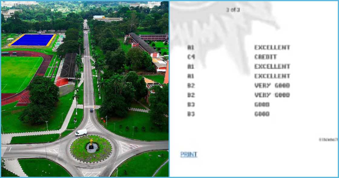 Photo of KNUST campus and WASSCE result slip