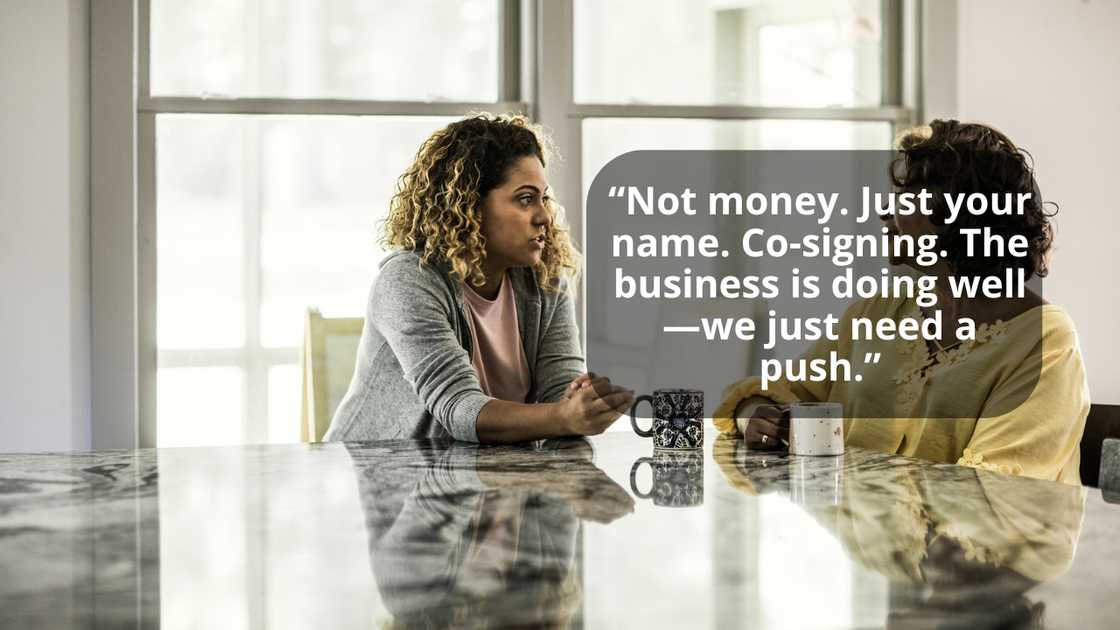 A mother and her adult daughter talking