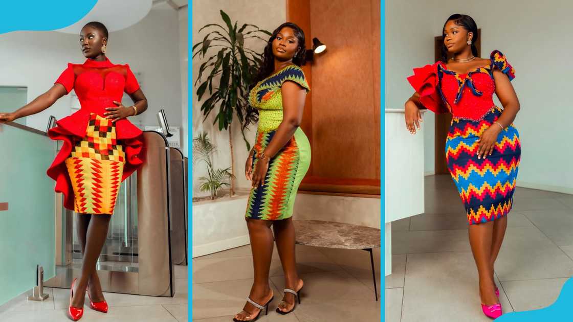 Women wearing Kente church dresses Women wearing Kente church dresses