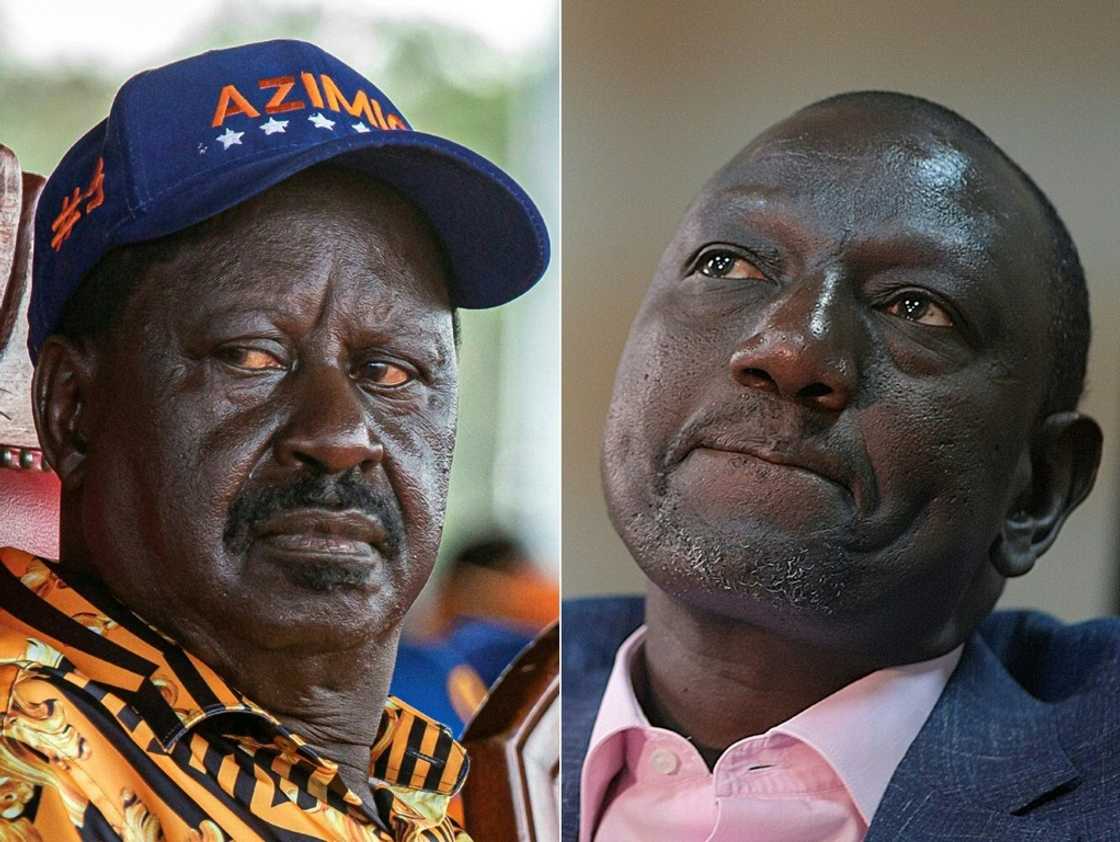 Raila Odinga (left) and William Ruto have both appealed for calm Raila Odinga (left) and William Ruto have both appealed for calm