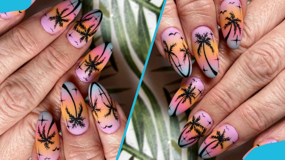 Palm tree beach nail designs Palm tree beach nail designs
