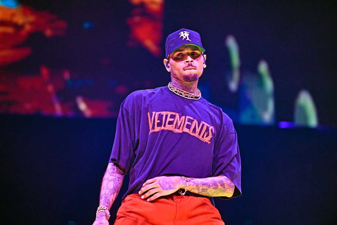 Chris Brown during a performance Chris Brown during a performance