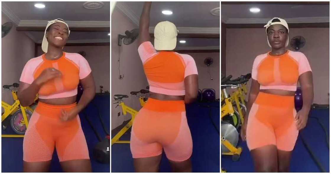 Asantewaa dances in her gym wear Asantewaa dances in her gym wear