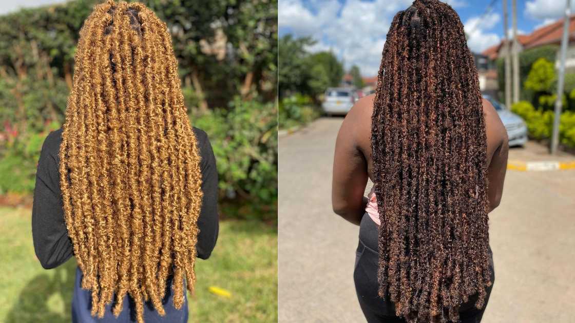 Women in Blonde and brown distressed locs Women in Blonde and brown distressed locs