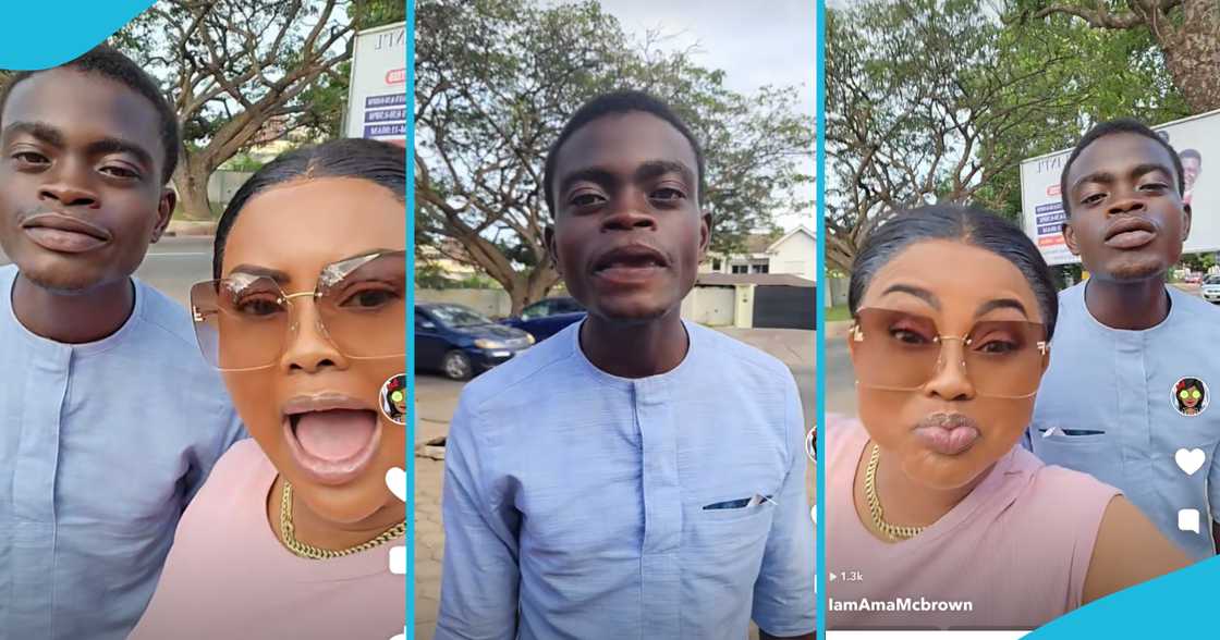 Nana Ama McBrown gets entertained by a young man who can mimic animal sounds