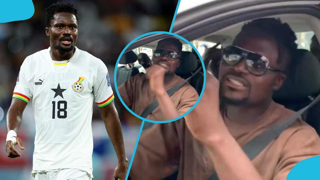 Daniel Amartey appeared to caution an old teammate against taking liquor. Photo credit: Maja Hitij - FIFA/Getty Images and @pappyshakurdehyper/TikTok. Daniel Amartey appeared to caution an old teammate against taking liquor. Photo credit: Maja Hitij - FIFA/Getty Images and @pappyshakurdehyper/TikTok.
