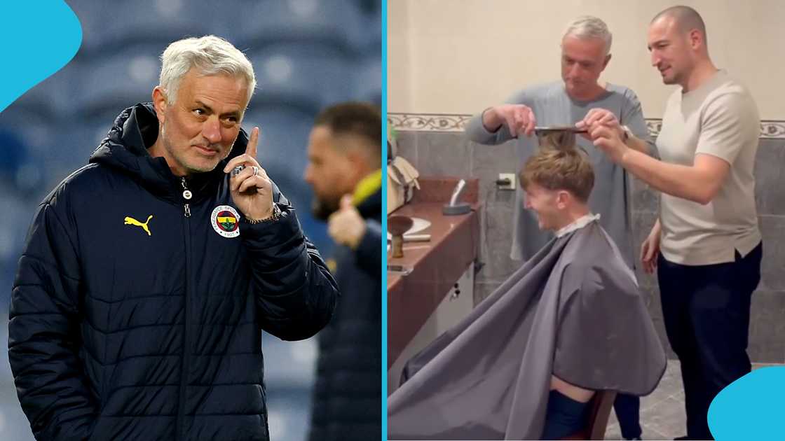 Jose Mourinho showcased his special talent in barbering as he helped in styling the hair of a client at a shop. Jose Mourinho showcased his special talent in barbering as he helped in styling the hair of a client at a shop.