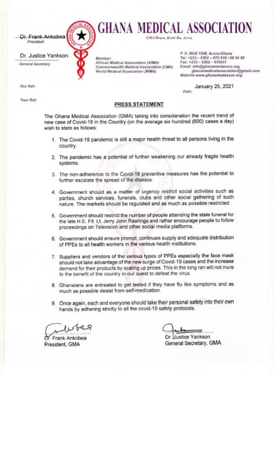 Rawlings’ funeral could be COVID-19 super spreader; restrict attendance - GMA to Govt Rawlings’ funeral could be COVID-19 super spreader; restrict attendance - GMA to Govt
