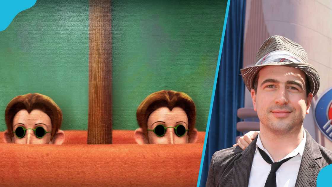 Spike and Dimitri (L) and their voice actor, Ethan Sandler (R).
