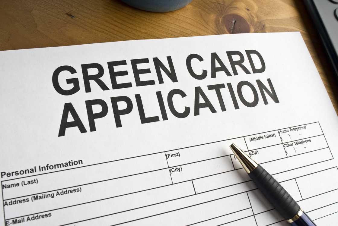 A Green Card application form A Green Card application form