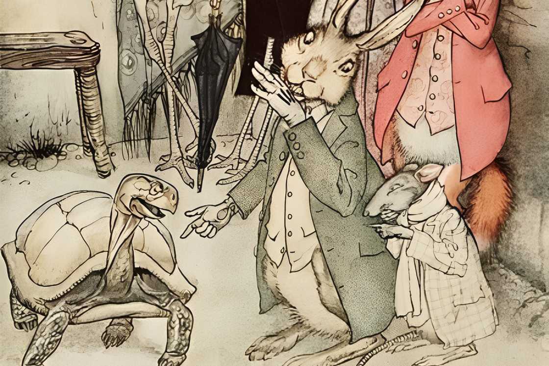 The Tortoise (L) and the Hare (R) The Tortoise (L) and the Hare (R)