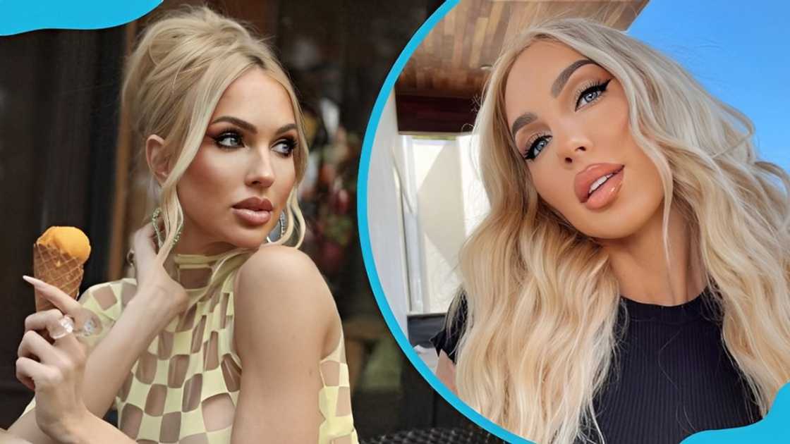 Christine Quinn in a ponytail (L) and taking a selfie (R) Christine Quinn in a ponytail (L) and taking a selfie (R)