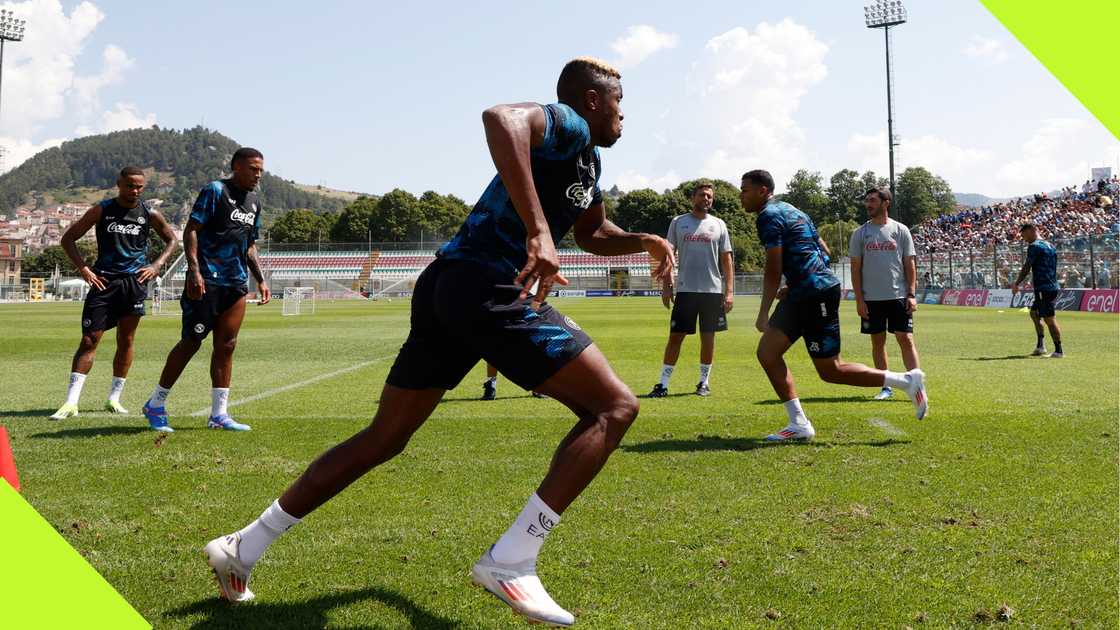 Victor Osimhen at Napoli's pre-season training. Victor Osimhen at Napoli's pre-season training.