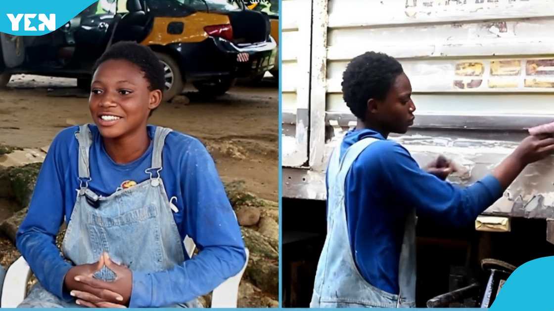 Young female car sprayer working in male-dominated field