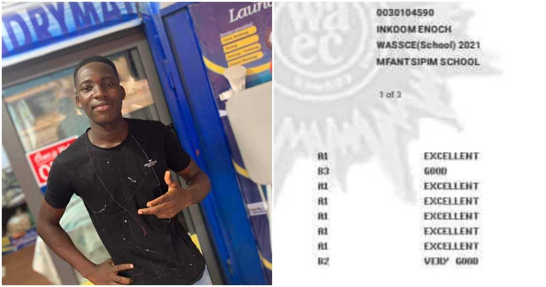 Photo of Enock and his result Photo of Enock and his result