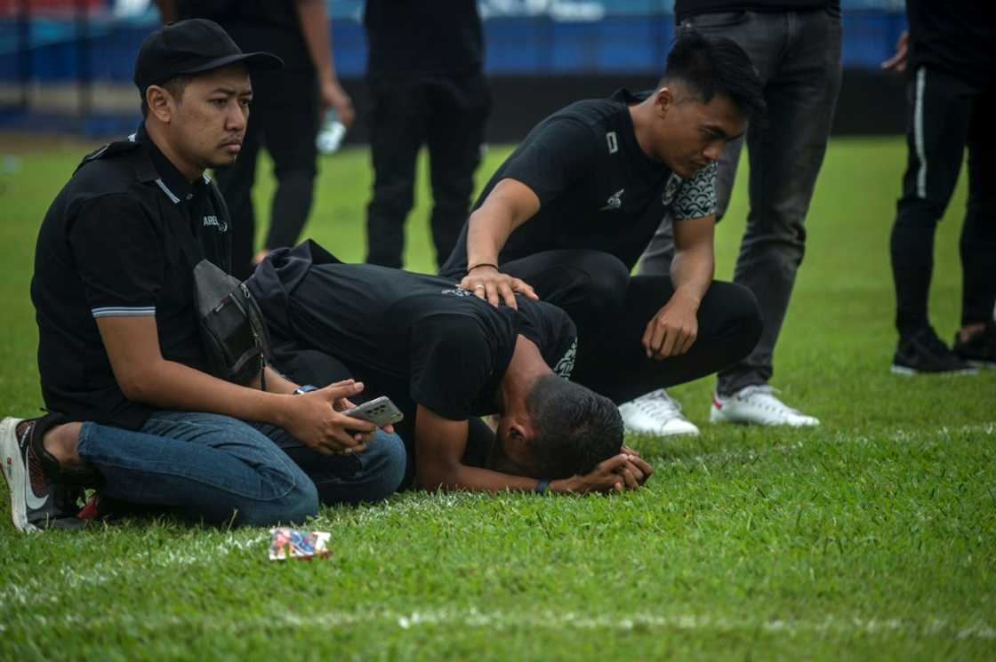 Players of Arema FC visited the pitch on Monday to pray for victims