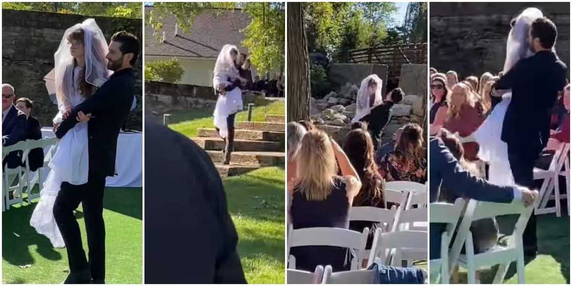 Reactions as man carries physically challenged 'bride' from entrance to altar in viral video Reactions as man carries physically challenged 'bride' from entrance to altar in viral video