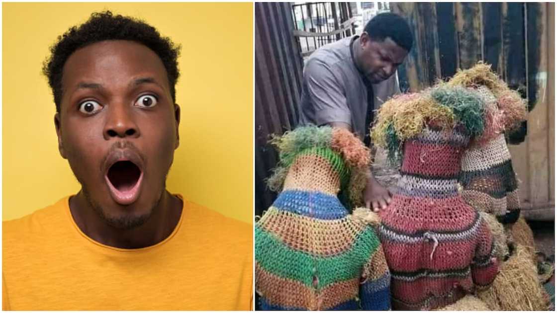 Photo Captures Moment 3 Masquerades Kneel Before Pastor for Prayers, 'Give their Lives to Christ' Photo Captures Moment 3 Masquerades Kneel Before Pastor for Prayers, 'Give their Lives to Christ'